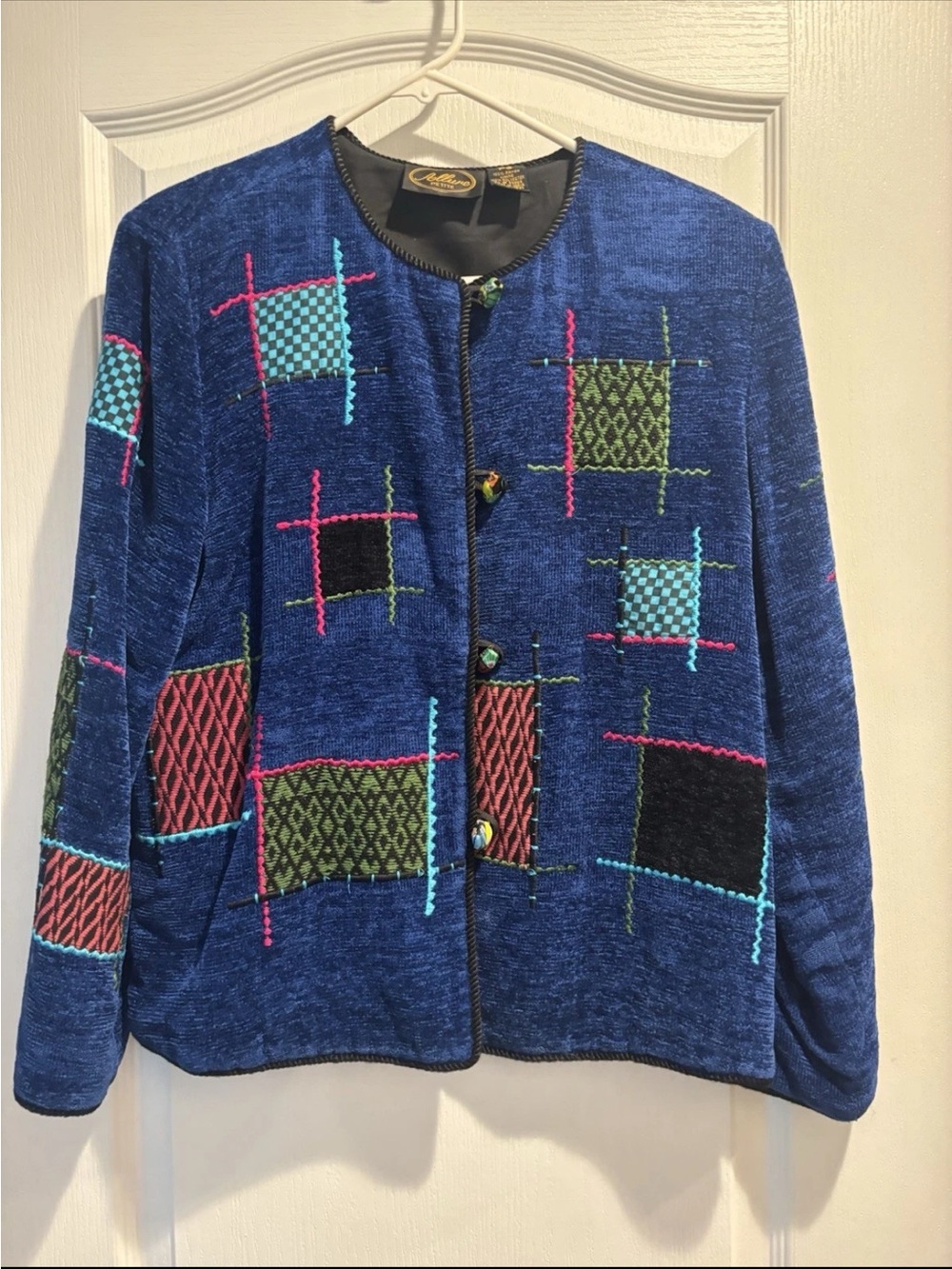 Allure Royal Blue Patchwork Embroidered Blazer